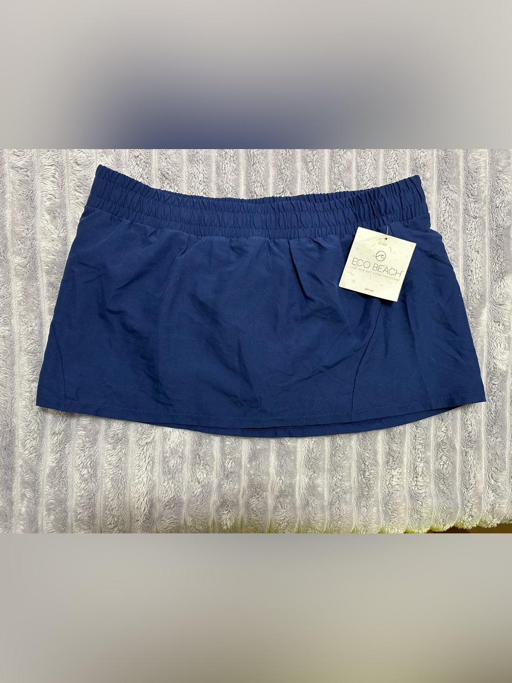 Eco Beach Navy Swim Skirt with Built-In Briefs — Size L — NWT